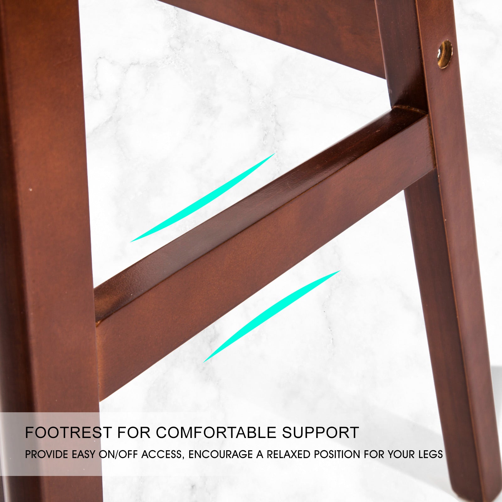 Table & Bar Stools: 4X Wooden Bar Stool Dining Chair Leather SOPHIA 65cm WHITE BROWN