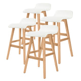 Table & Bar Stools: 4X Wooden Bar Stool Dining Chair Leather SOPHIA 65cm WHITE