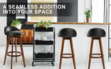 Table & Bar Stools: 4X Wooden Bar Stool Dining Chair Leather LEILA 72cm BLACK BROWN