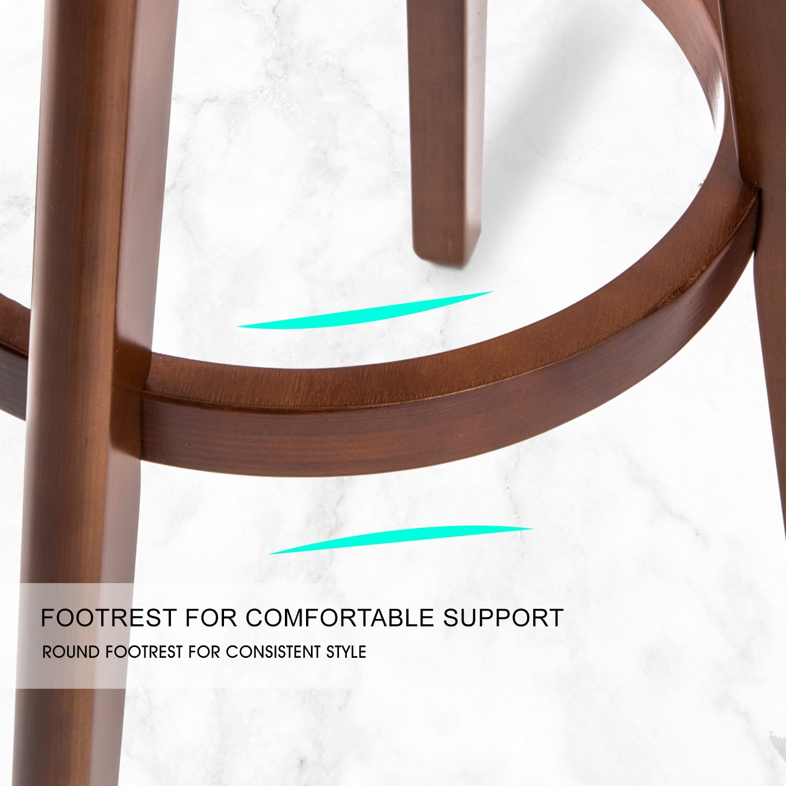 Table & Bar Stools: 4X Wooden Bar Stool Dining Chair Leather LEILA 72cm BLACK BROWN