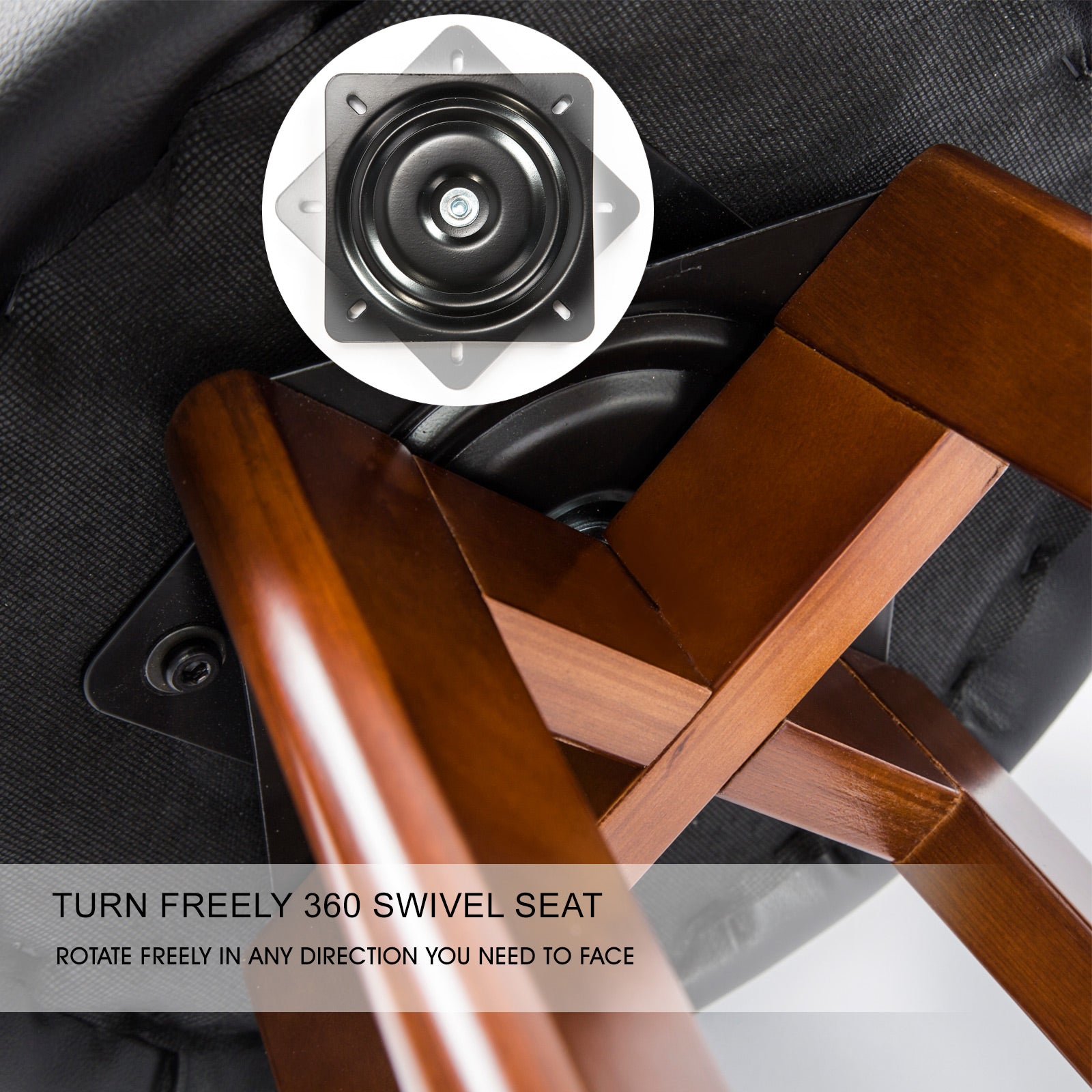 Table & Bar Stools: 4X Wooden Bar Stool Dining Chair Leather LEILA 72cm BLACK BROWN
