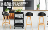 Table & Bar Stools: 4X Wooden Bar Stool Dining Chair Leather LEILA 72cm BLACK