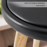 Table & Bar Stools: 4X Wooden Bar Stool Dining Chair Leather LEILA 72cm BLACK