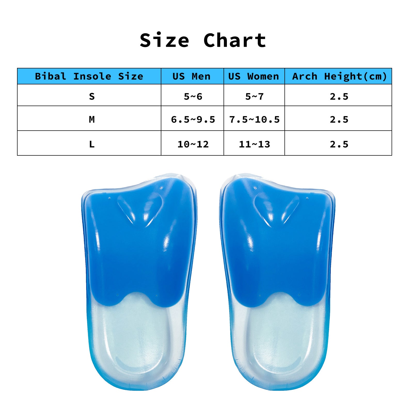 Men's Sneakers & Sports Shoes: Half Insoles Shoe Inserts M Size Gel Arch Support Foot Pads