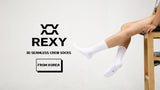 5X Rexy 3D Seamless Crew Socks Medium Slim Breathable WHITE