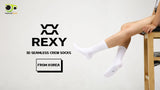 5X Rexy 3D Seamless Crew Socks Small Slim Breathable WHITE