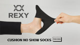 3X Rexy Cushion No Show Ankle Socks Medium Non-Slip Breathable BLACK