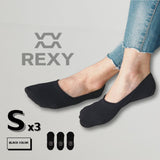 3X Rexy Cushion No Show Ankle Socks Small Non-Slip Breathable BLACK