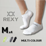 4X Rexy Seamless Sport Sneakers Socks Medium Non-Slip Heel Tab MULTI COLOUR