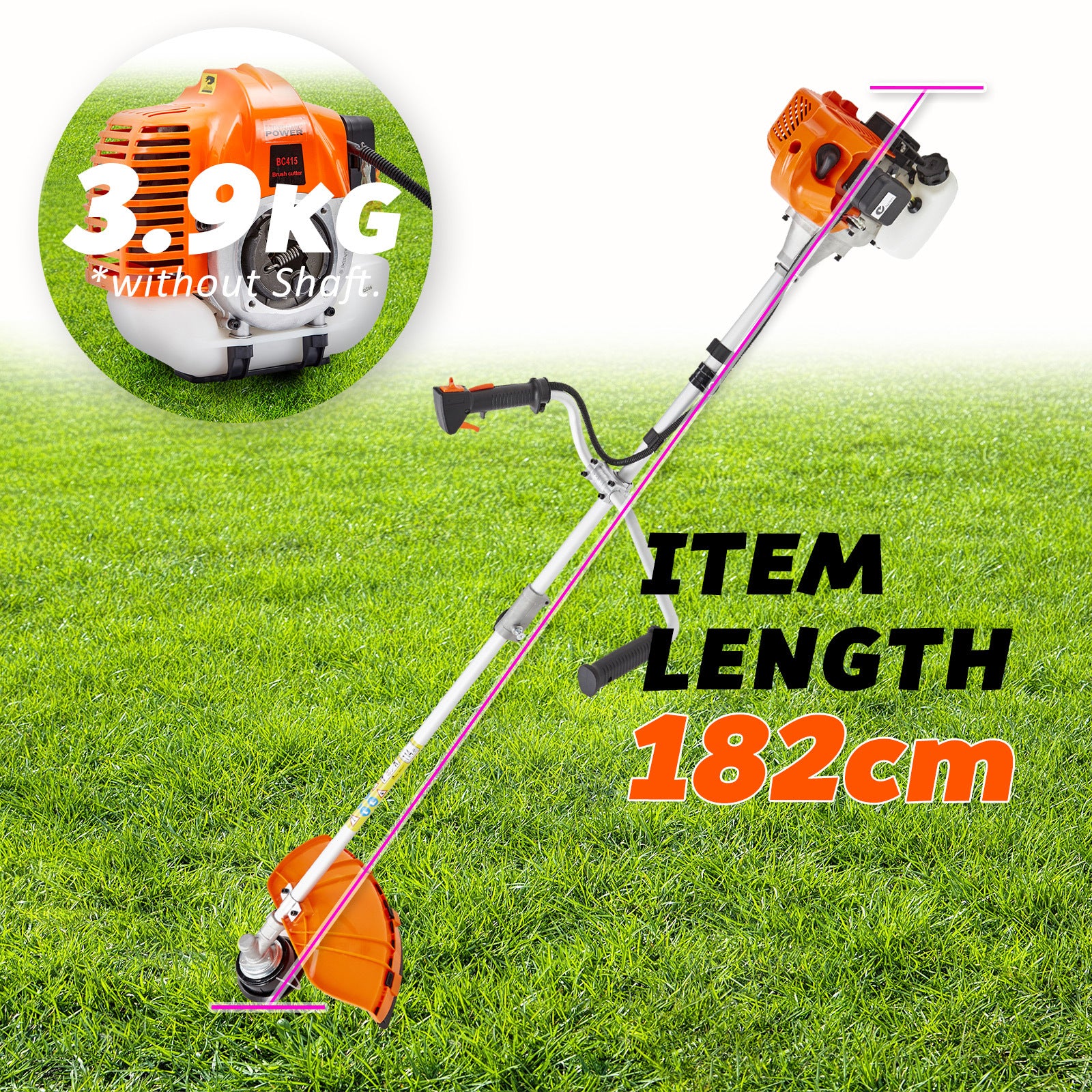 Gardening Tools: Dynamic Power 43cc Petrol Whipper Snipper Brush Cutter + 4 Blade