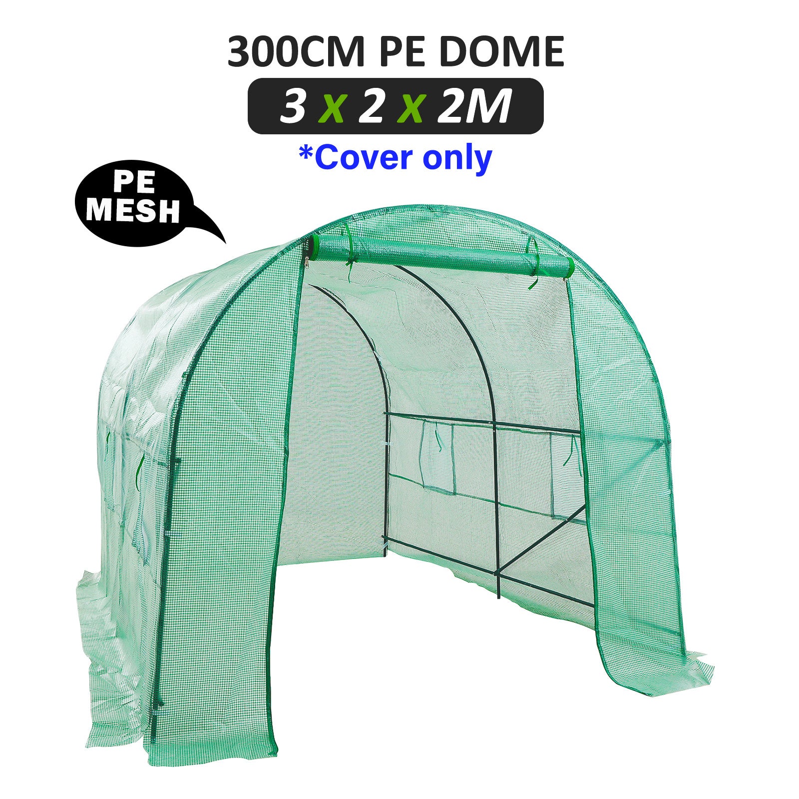 Greenhouses & Accessories: Garden Greenhouse Shed PE Cover Only 300cm Dome Tunnel