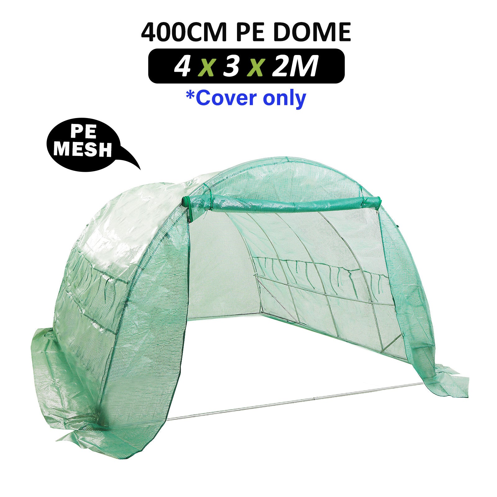 Greenhouses & Accessories: Garden Greenhouse Shed PE Cover Only 400cm Dome Tunnel