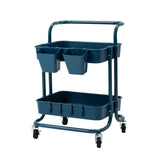Kitchen & Dining Trolleys: Trolley Cart Storage Utility Rack Shelf Organiser Swivel Kitchen 2 Tier BLUE