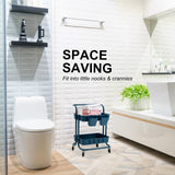 Kitchen & Dining Trolleys: Trolley Cart Storage Utility Rack Shelf Organiser Swivel Kitchen 2 Tier BLUE