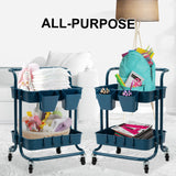 Kitchen & Dining Trolleys: Trolley Cart Storage Utility Rack Shelf Organiser Swivel Kitchen 2 Tier BLUE