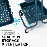 Kitchen & Dining Trolleys: Trolley Cart Storage Utility Rack Shelf Organiser Swivel Kitchen 2 Tier BLUE