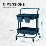 Kitchen & Dining Trolleys: Trolley Cart Storage Utility Rack Shelf Organiser Swivel Kitchen 2 Tier BLUE
