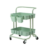 Kitchen & Dining Trolleys: Trolley Cart Storage Utility Rack Shelf Organiser Swivel Kitchen 2 Tier GREEN