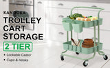 Kitchen & Dining Trolleys: Trolley Cart Storage Utility Rack Shelf Organiser Swivel Kitchen 2 Tier GREEN