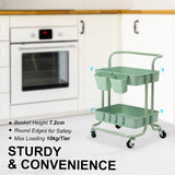 Kitchen & Dining Trolleys: Trolley Cart Storage Utility Rack Shelf Organiser Swivel Kitchen 2 Tier GREEN
