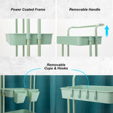 Kitchen & Dining Trolleys: Trolley Cart Storage Utility Rack Shelf Organiser Swivel Kitchen 2 Tier GREEN