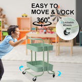 Kitchen & Dining Trolleys: Trolley Cart Storage Utility Rack Shelf Organiser Swivel Kitchen 2 Tier GREEN