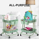 Kitchen & Dining Trolleys: Trolley Cart Storage Utility Rack Shelf Organiser Swivel Kitchen 2 Tier GREEN
