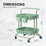 Kitchen & Dining Trolleys: Trolley Cart Storage Utility Rack Shelf Organiser Swivel Kitchen 2 Tier GREEN