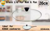 Skillets & Frying Pans: KOMAN Stainless Steel Glass Lid with Bakelite Handle - 28cm