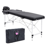 Massage Chairs: Aluminium Portable Beauty Massage Table Bed 2 Fold 55cm Black