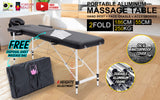 Massage Chairs: Aluminium Portable Beauty Massage Table Bed 2 Fold 55cm Black