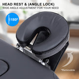Massage Chairs: Aluminium Portable Beauty Massage Table Bed 2 Fold 55cm Black