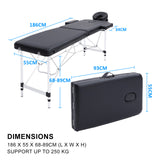 Massage Chairs: Aluminium Portable Beauty Massage Table Bed 2 Fold 55cm Black