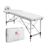 Massage Chairs: Aluminium Portable Beauty Massage Table Bed 2 Fold 55cm White