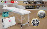 Massage Chairs: Aluminium Portable Beauty Massage Table Bed 2 Fold 55cm White