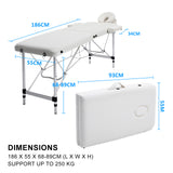 Massage Chairs: Aluminium Portable Beauty Massage Table Bed 2 Fold 55cm White