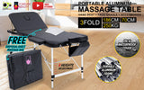 Massage Chairs: Aluminium Portable Beauty Massage Table Bed 3 Fold 70cm Black