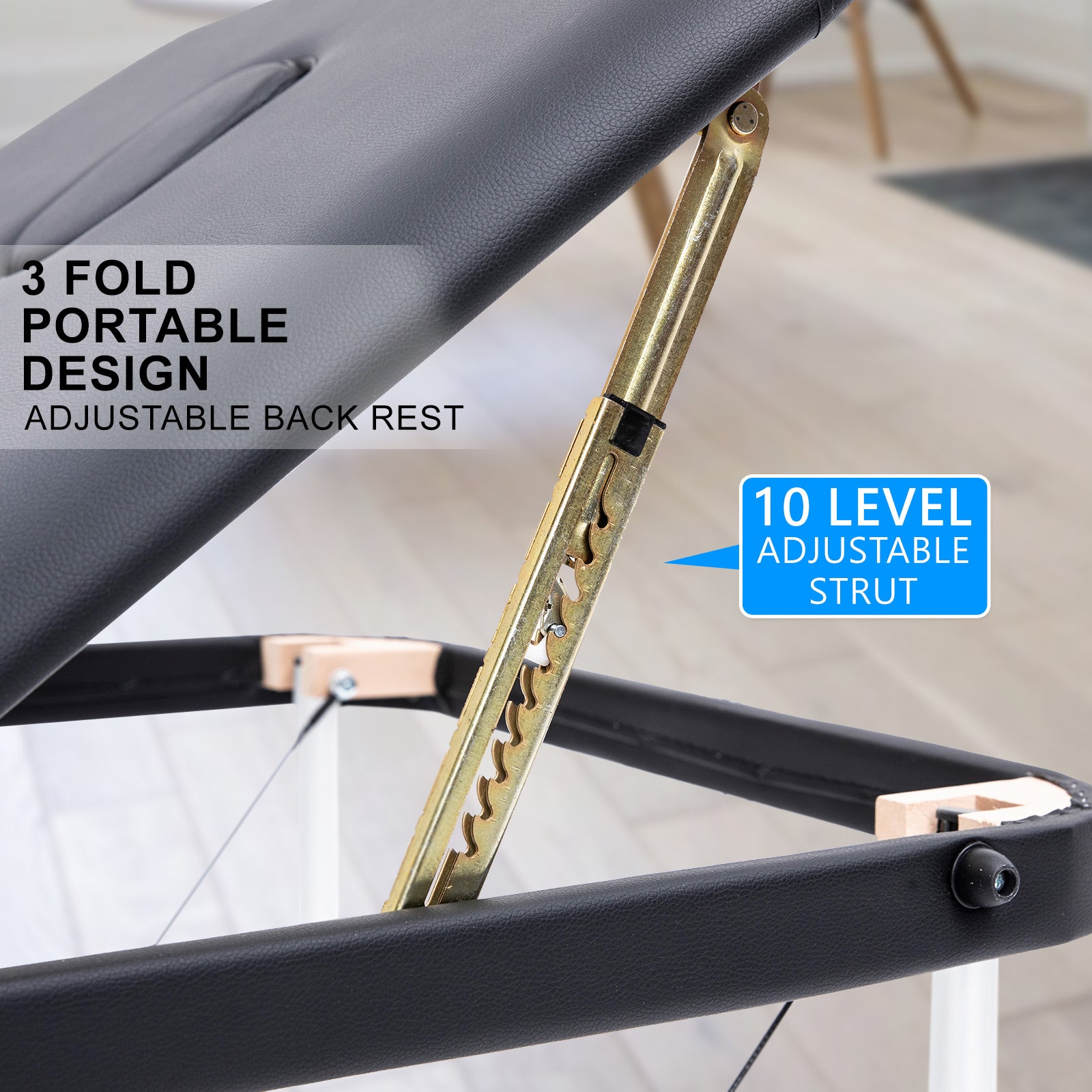 Massage Chairs: Aluminium Portable Beauty Massage Table Bed 3 Fold 70cm Black