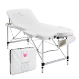 Massage Chairs: Aluminium Portable Beauty Massage Table Bed 3 Fold 70cm White