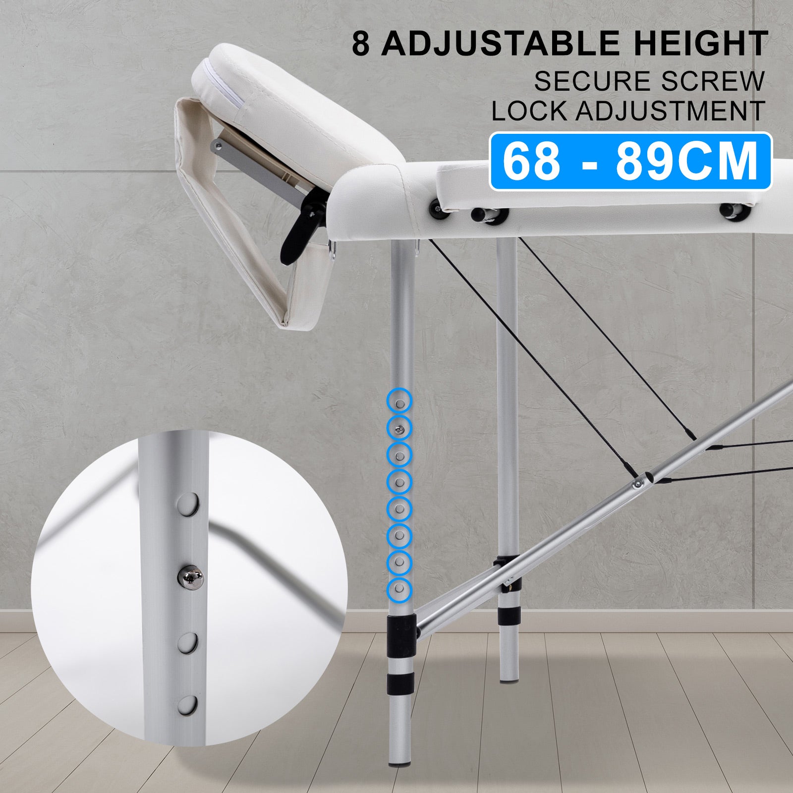 Massage Chairs: Aluminium Portable Beauty Massage Table Bed 3 Fold 70cm White