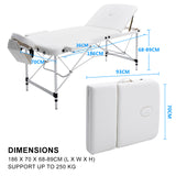 Massage Chairs: Aluminium Portable Beauty Massage Table Bed 3 Fold 70cm White
