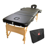 Massage Chairs: Wooden Portable Massage Table Bed 3 Fold 70cm BLACK