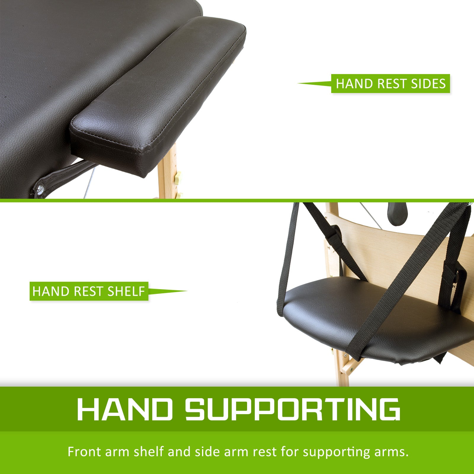 Massage Chairs: Wooden Portable Massage Table Bed 3 Fold 70cm BLACK