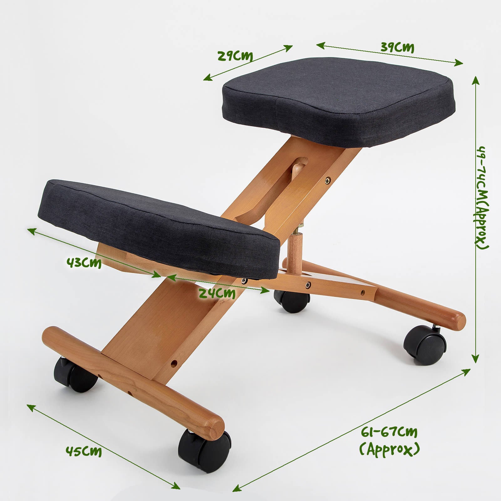 Office & Desk Chairs: Ergonomic Adjustable Kneeling Chair BLACK