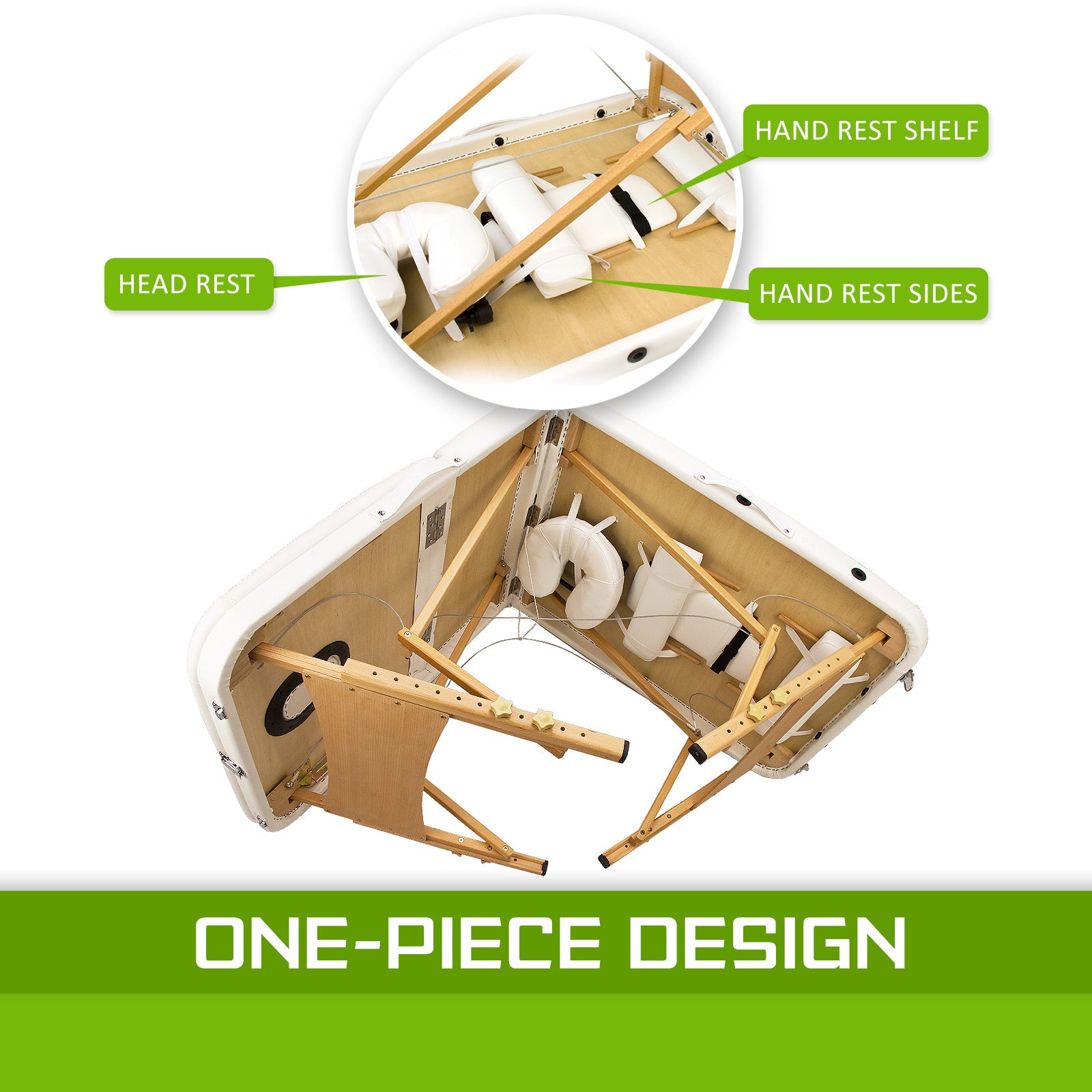 Massage Chairs: Wooden Portable Beauty Massage Table Bed 3 Fold 70cm WHITE