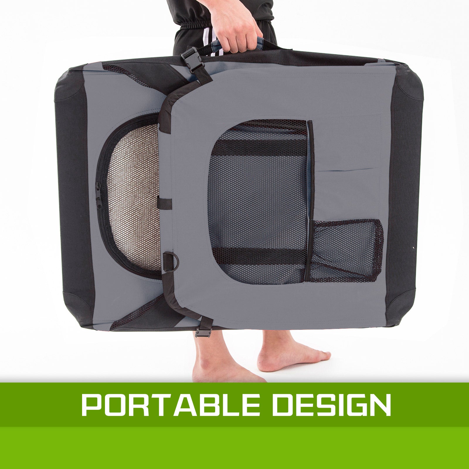 Dog Playpens & Gates: Portable Soft Dog Cage Crate Carrier XXXL GREY