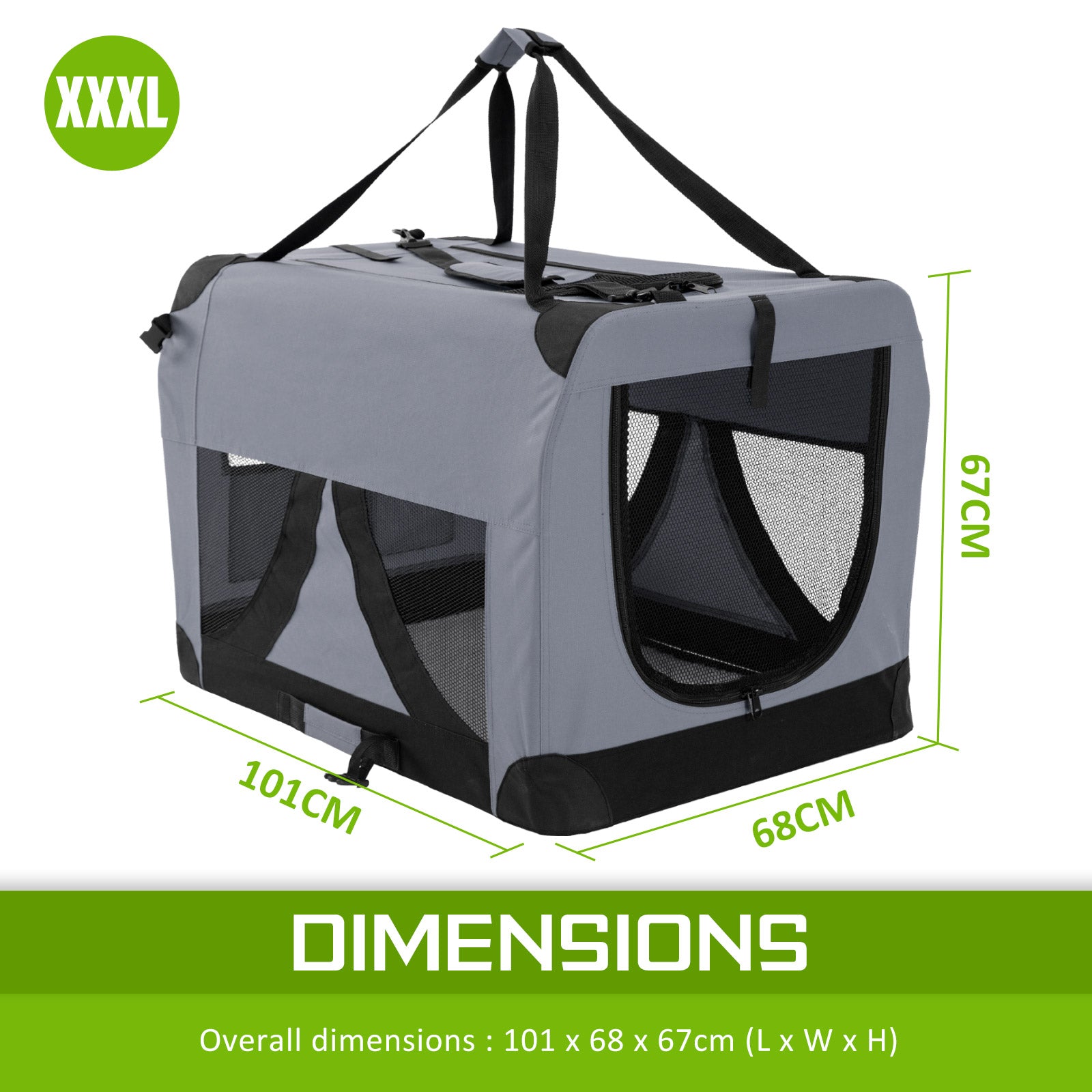 Dog Playpens & Gates: Portable Soft Dog Cage Crate Carrier XXXL GREY