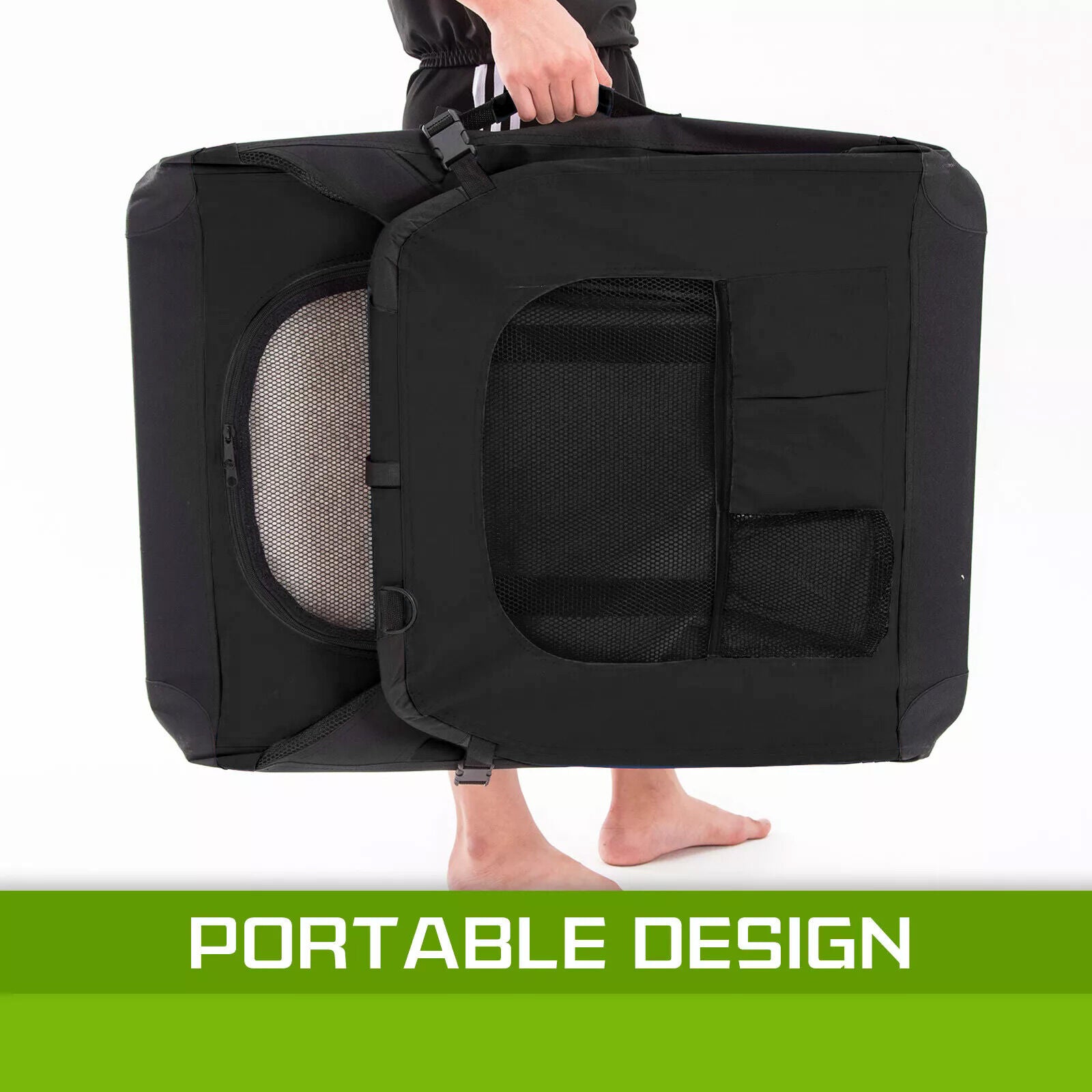 Dog Playpens & Gates: Portable Soft Dog Cage Crate Carrier XL BLACK