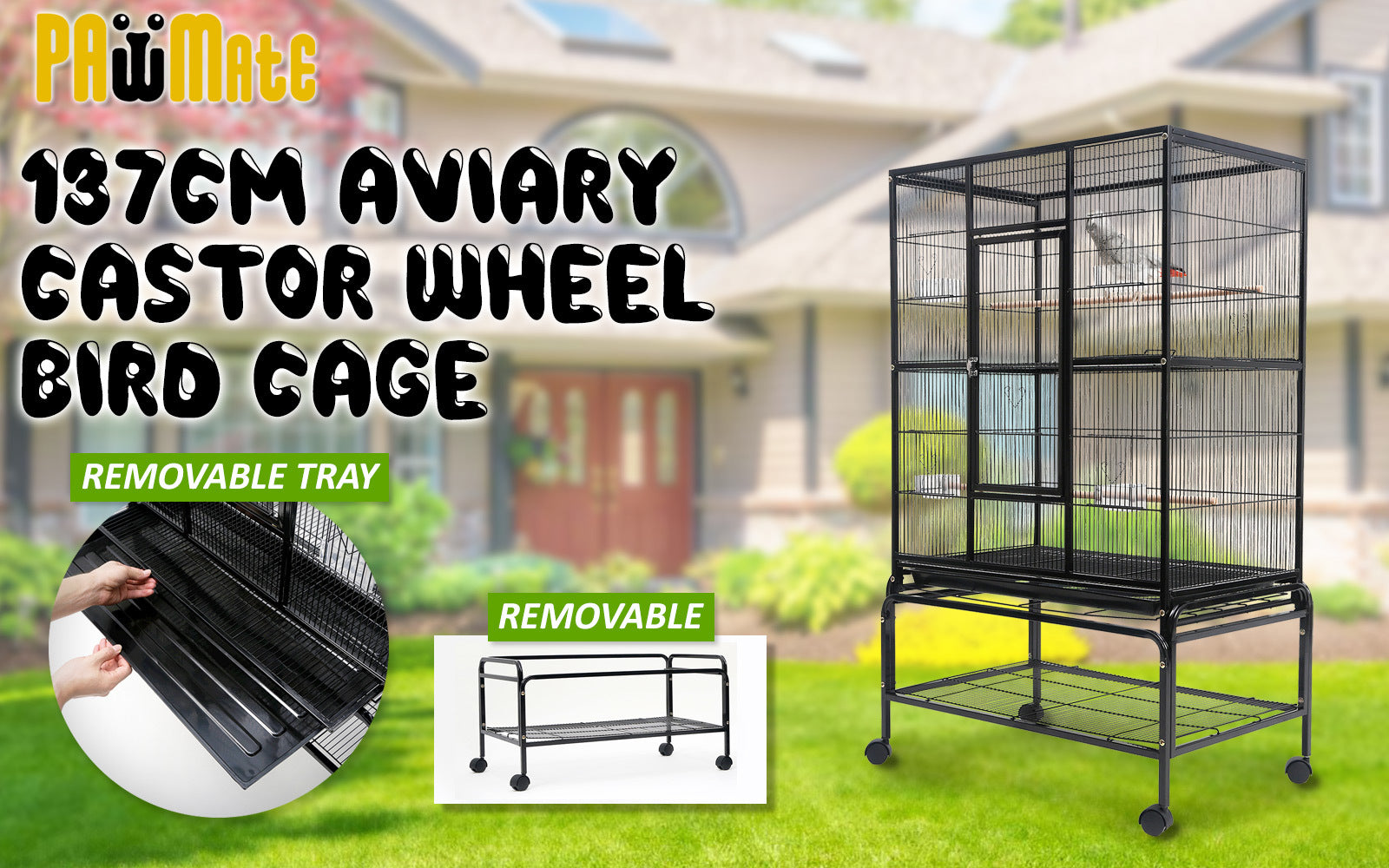 Bird Cages & Stands: Bird Cage Parrot Aviary MELODY 137cm