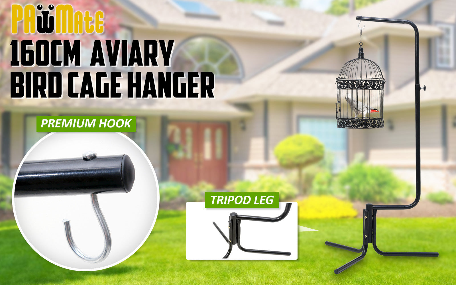 Bird Cages & Stands: Bird Cage Hanger Stand Parrot Aviary SOLO 160cm